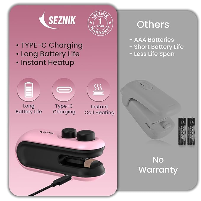 Smart Bag Sealer Heat Seal, Portable Mini Sealing Machine for Food Storage, Food Sealer Handheld for Vacuum Sealer Bags, Plastic Bags, Snack Bags, Chip Bags