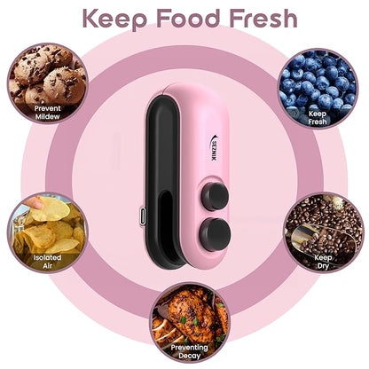 Smart Bag Sealer Heat Seal, Portable Mini Sealing Machine for Food Storage, Food Sealer Handheld for Vacuum Sealer Bags, Plastic Bags, Snack Bags, Chip Bags